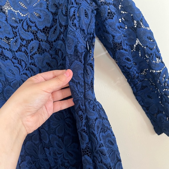 Elegant Navy Blue Lace floral Dress size S - Picture 9 of 10